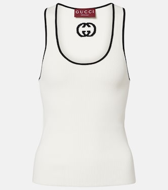 Ribbed-knit cotton-blend tank top | Gucci