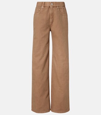 Mid-rise cotton and linen wide-leg pants | Brunello Cucinelli