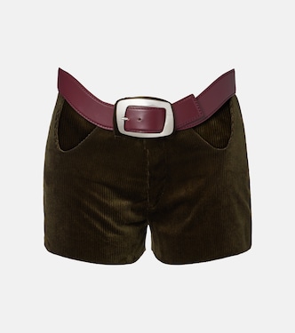 Cutout belted cotton corduroy shorts | Jean Paul Gaultier
