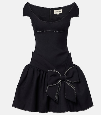 Bow-detail distressed tweed minidress | Shushu/Tong