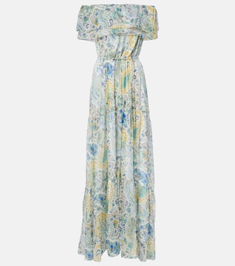 Off-Shoulder-Maxikleid aus Seidenchiffon | Etro