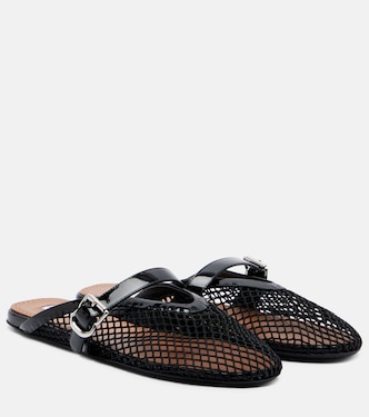 Fishnet leather-trimmed mules | Alaïa