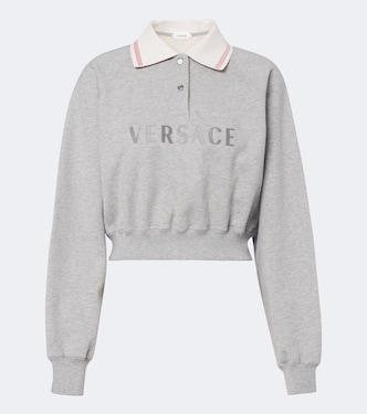 Cropped cotton jersey polo shirt | Versace