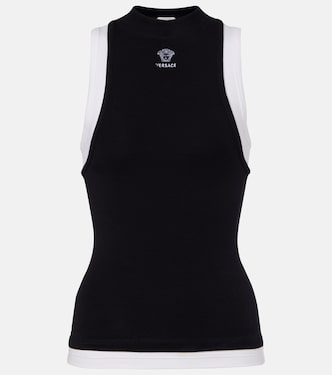 Layered cotton-blend tank top | Versace