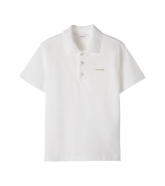 Logo cotton piqué polo shirt | Versace Kids