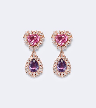 Pendientes Doublet de oro rosa de 18 ct con zafiros y diamantes | Suzanne Kalan