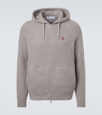 Ribbed-knit cashmere zip-up cardigan  | Brunello Cucinelli