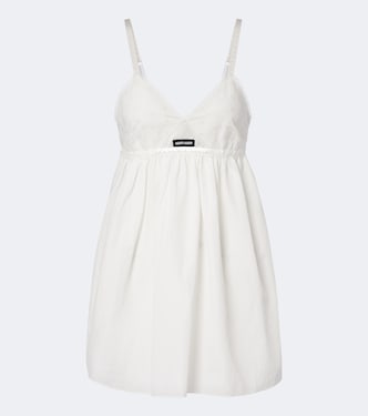 Embroidered cotton and linen-blend minidress | Miu Miu