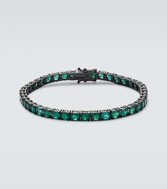 18kt black gold tennis bracelet with emeralds | Shay Jewelry