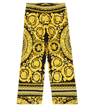 Barocco wide-leg silk twill pants | Versace Kids