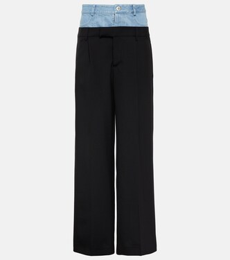 Pantalon ample à taille basse en laine en jean | Dion Lee