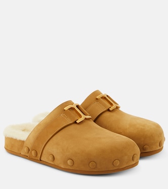 Marcie suede and shearling slippers | Chloé