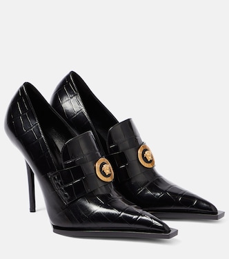 Croc-effect patent leather pumps | Versace