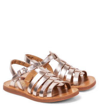 Sandalen Plagette Strap aus Metallic-Leder | Pom d'Api
