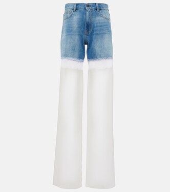 Paneled high-rise tulle wide-leg jeans | Nensi Dojaka
