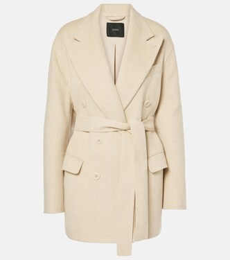 Double-breasted belted wool and silk blazer | Joseph