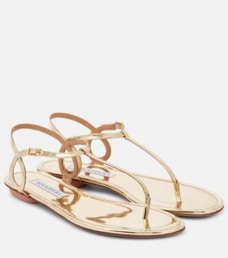 Almost Bare metallic leather thong sandals | Aquazzura