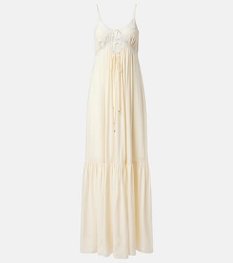 Lace-trimmed silk crêpe de chine maxi dress | Chloé