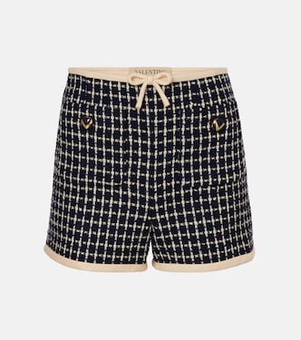 Short VLogo en laine mélangée à carreaux | Valentino