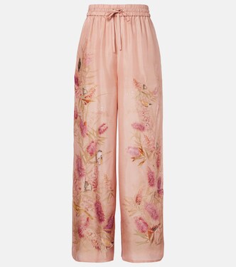 Pantalones anchos Cascadian de seda floral | Zimmermann