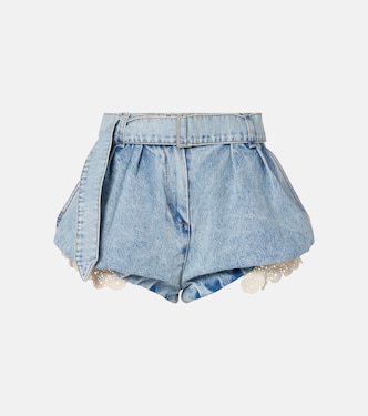 Crochet-trimmed denim shorts | Magda Butrym
