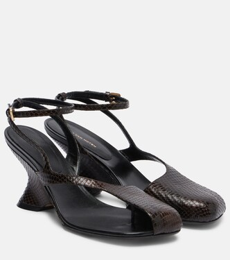 Snake-effect 75 leather wedge sandals | Dries Van Noten