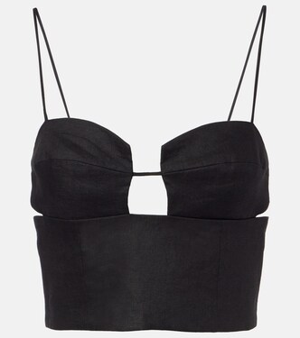 Imperia cutout linen crop top | Cala de la Cruz