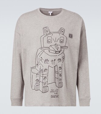x Louis Wain embroidered cotton jersey T-shirt | Loewe