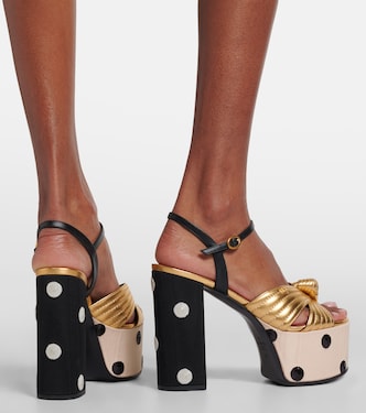 Crasher VLogo sequined leather sandals in gold - Valentino