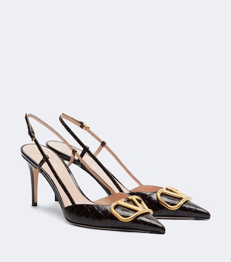 Escarpins slingback VLogo 80 en cuir | Valentino Garavani