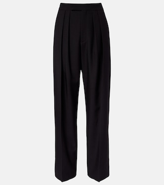 Pleated high-rise wool gabardine wide-leg pants | Chloé
