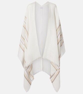 Striped linen, cashmere, and silk poncho | Brunello Cucinelli