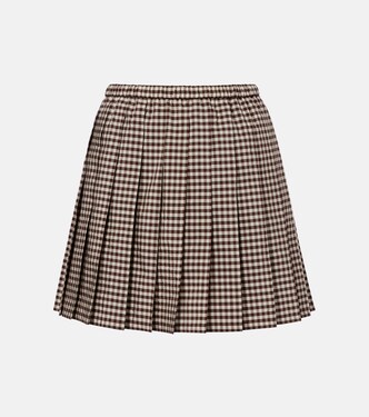 Minifalda plisada en mezcla de algodón a cuadros | Moncler