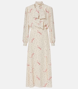Polka-dot silk crêpe de chine midi dress | Valentino