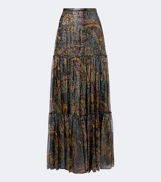 Paisley silk-blend tiered maxi skirt | Etro