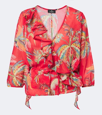 Floral cotton wrap top | Etro
