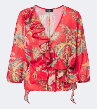 Floral cotton wrap top | Etro