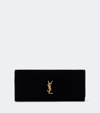 Kate Small leather-lined velvet clutch | Saint Laurent