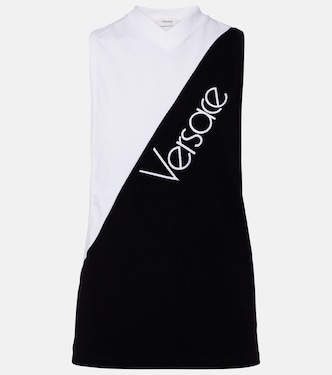 Logo embroidered cotton-blend tank top | Versace
