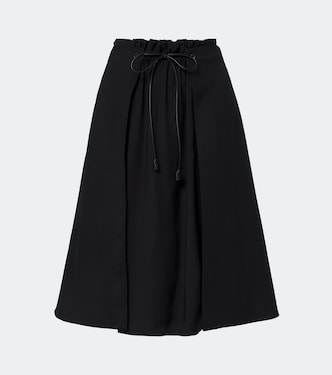 Leather-trimmed virgin wool midi skirt | Moncler