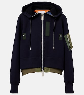 Paneled cotton-blend zip-up hoodie | Sacai
