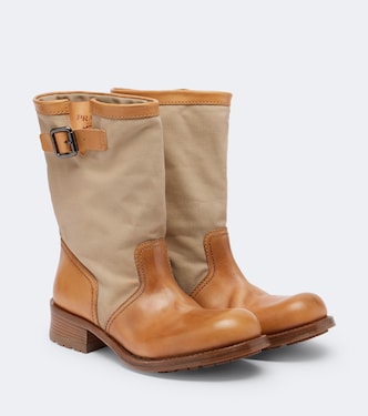 Biker Boots aus Leder und Canvas | Prada