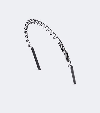 Logo leather-trimmed headband | Miu Miu
