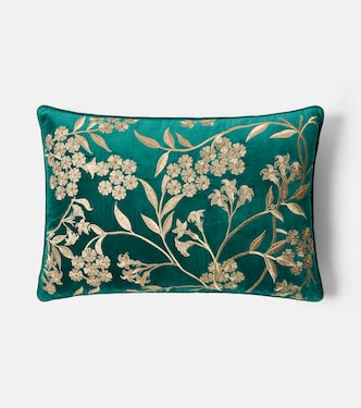 Embroidered cotton velvet cushion | Les-Ottomans