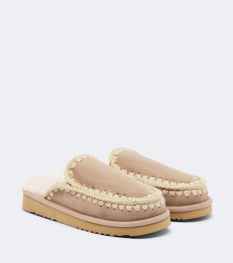 Shearling-lined suede mules | Mou