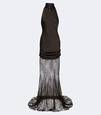 Vestido largo Eldra de satén fruncido | De La Vali