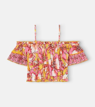 Donna floral off-shoulder top | Poupette St Barth Kids