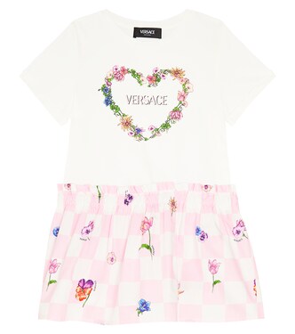 Logo cotton dress | Versace Kids
