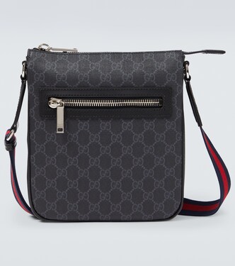 GG canvas leather-trimmed crossbody bag | Gucci