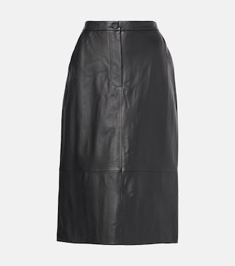 Leather midi skirt | Yves Salomon